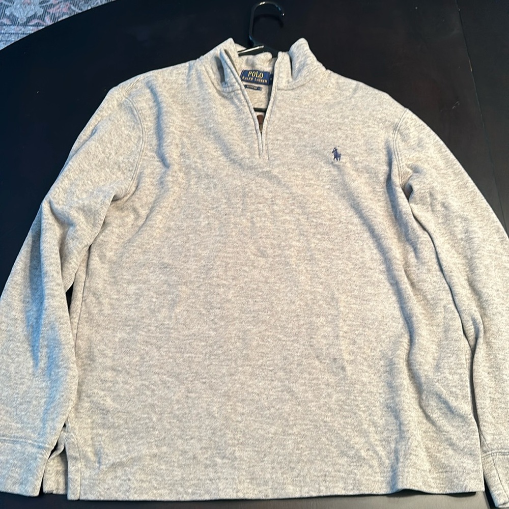 Men's Polo Ralph Lauren Size Med- Estate Rib Quarter Zip Pullover Gray Sweater